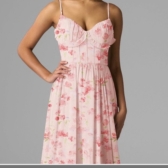 AW Kaitlin Dress Peach Blossom Breeze Maxi, Floral, Wedding Guest, Prom Size 22 - Picture 6 of 8